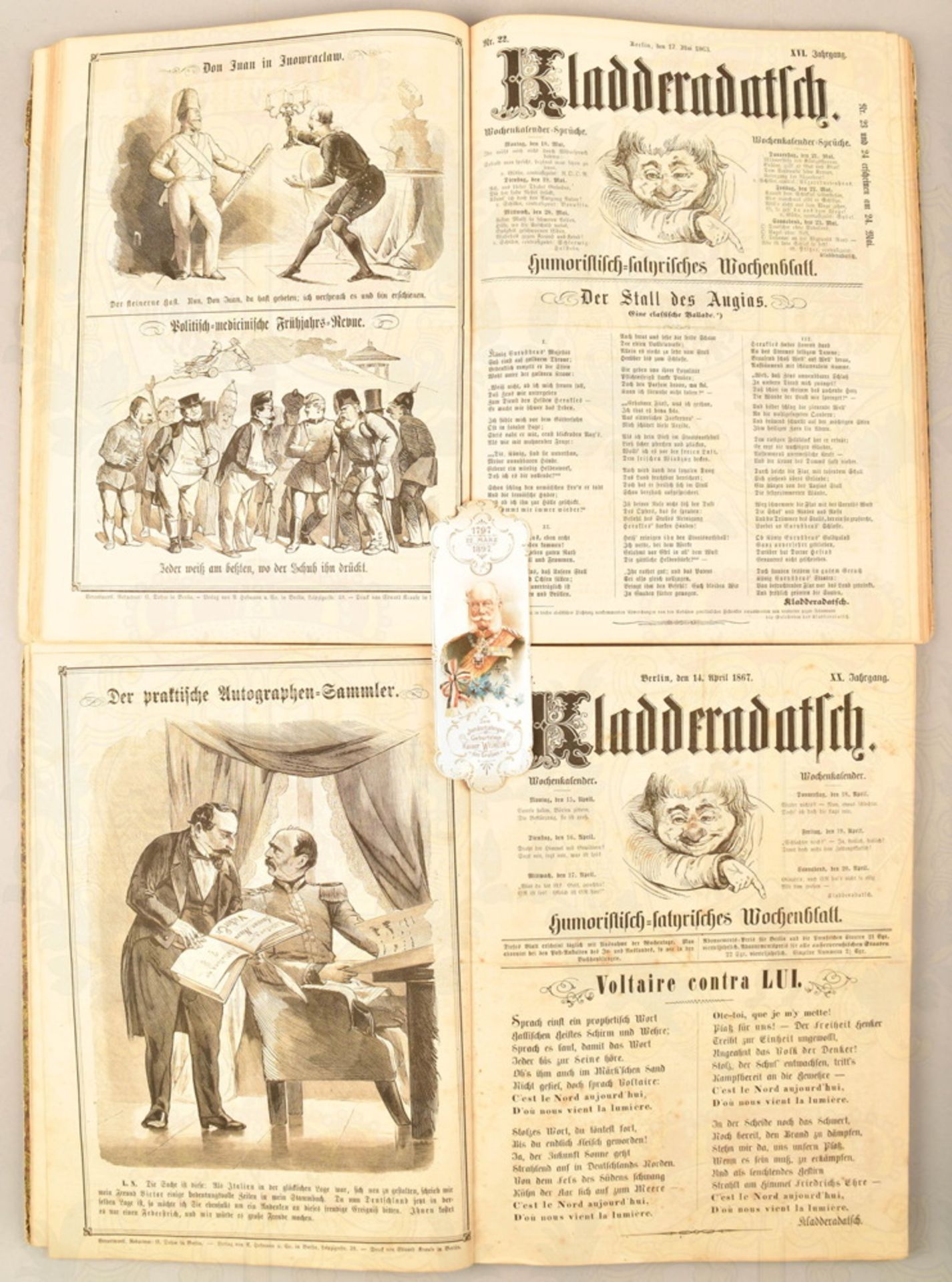 2 Jahrgänge Kladderadatsch 1863 und 1867