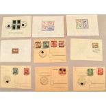 16 Third Reich stamps in miniature sheets or on postcards