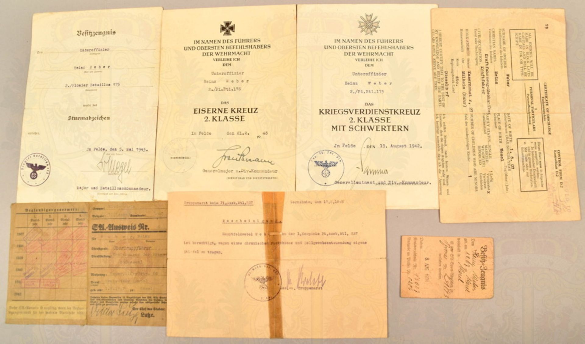 Grouping of award certificates of a Staff Sergeant 1942-1943 - Image 2 of 2