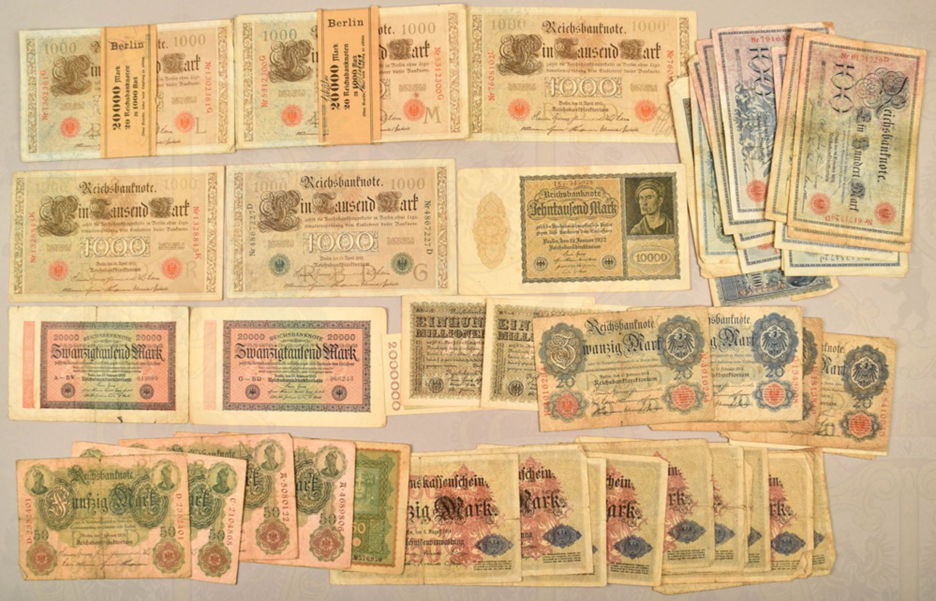 87 German banknotes 1898-1923