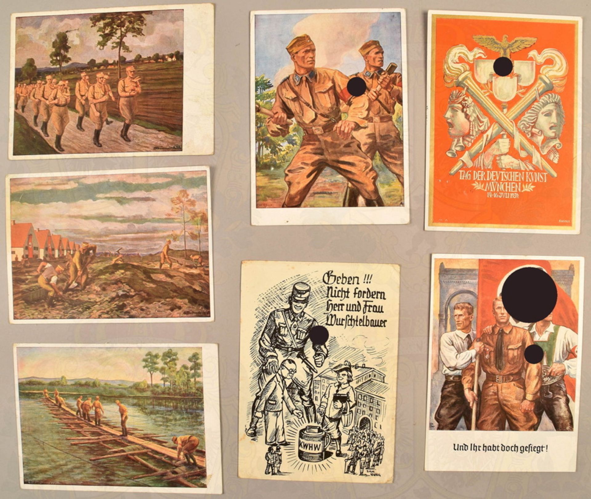 7 German propaganda postcards 1938-1939