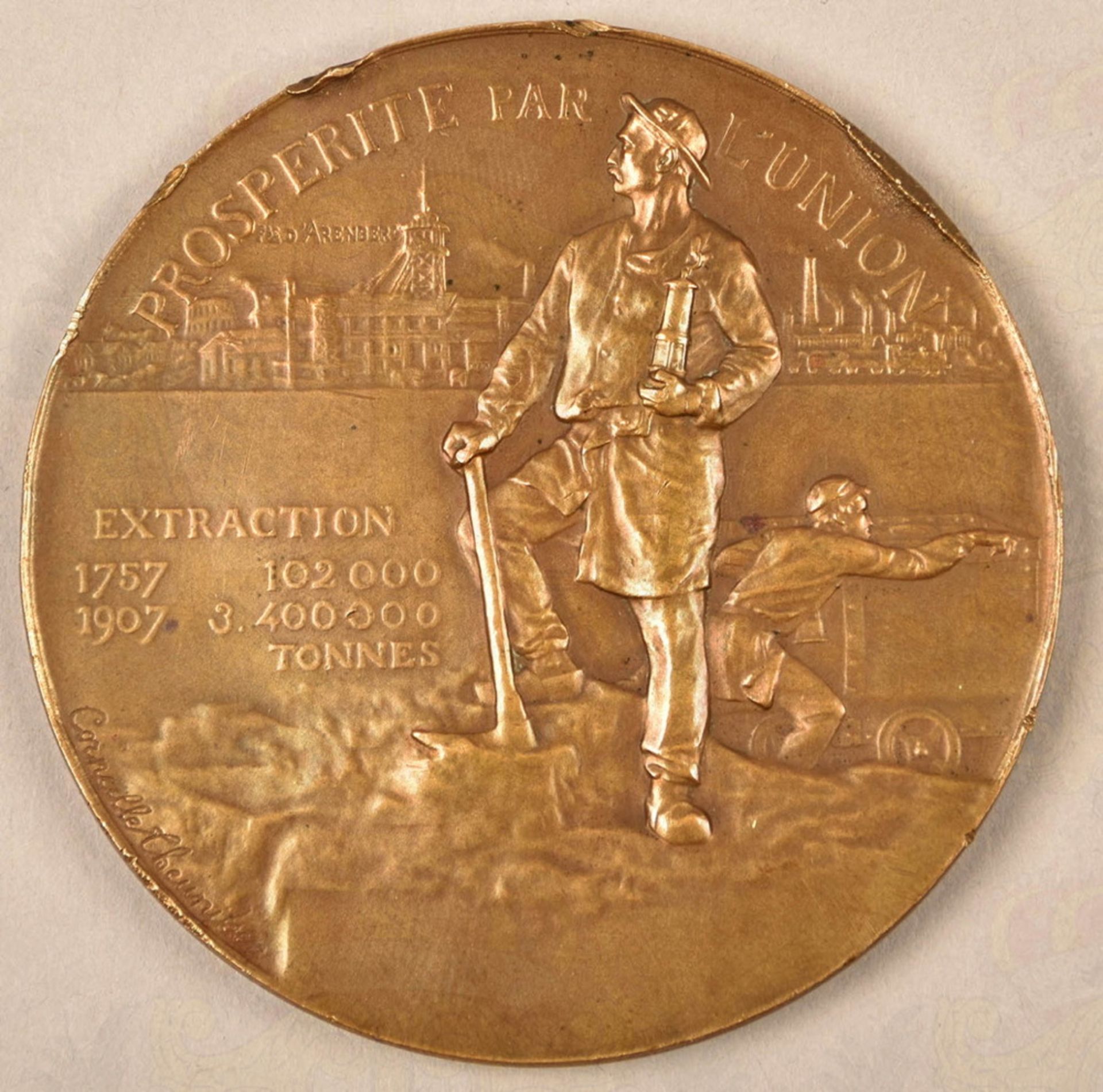 French bronze medal 150 years mining of Arzin 1907