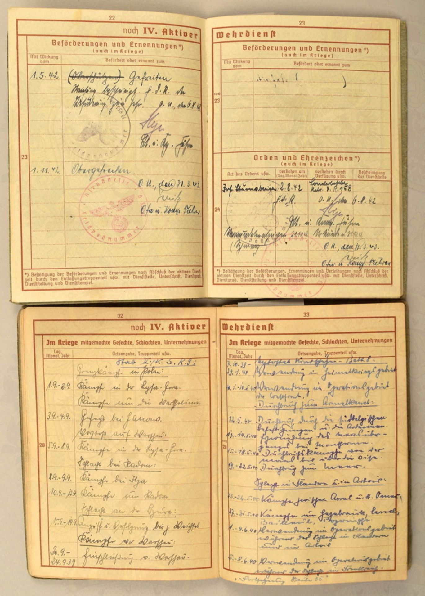 2 Wehrmacht service record books 1938-1944 - Image 4 of 6