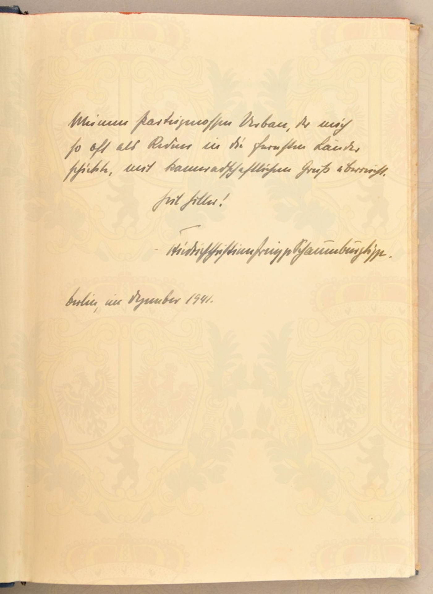 Autograph of Prince Schaumburg-Lippe of 1941 - Image 2 of 3