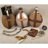 Collection of military equipment and uniform parts