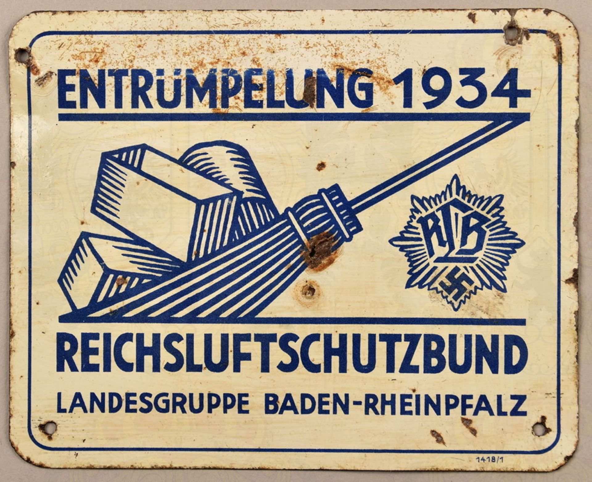 Luftschutz Blechschild Entrümpelung 1934 - Bild 2 aus 3