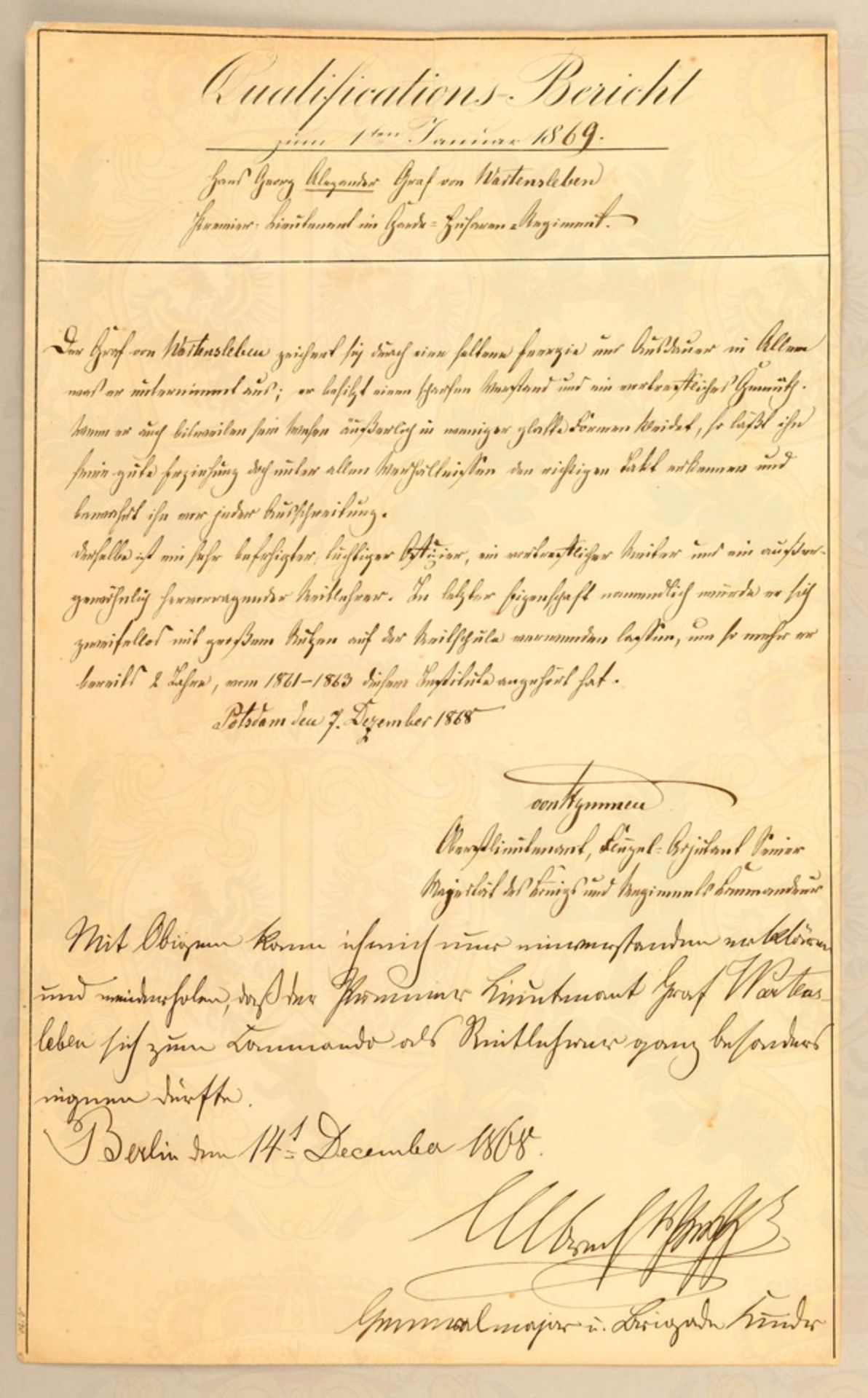 Autograph of Prince Albrecht of Prussia 1868