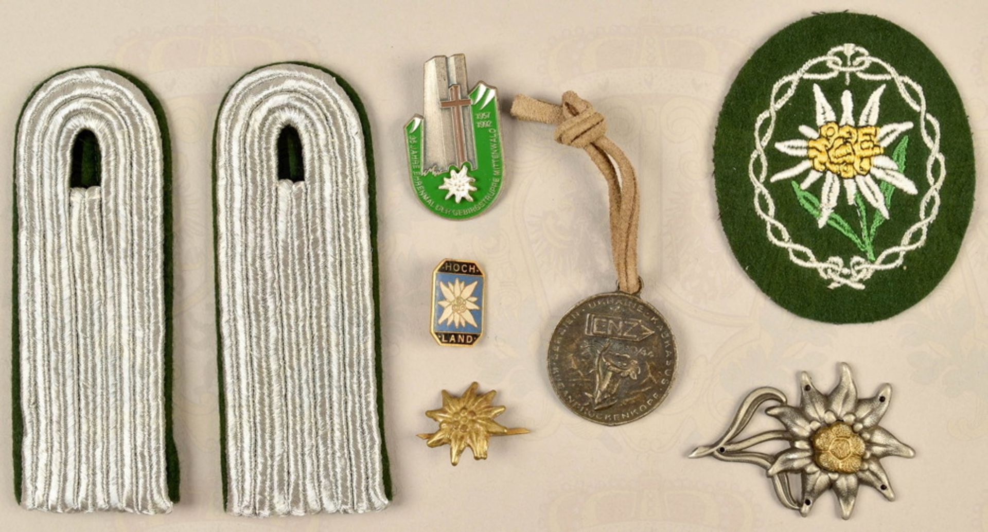 Collection of German mountain troops memorabilia