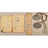Luftwaffe paybook and 3 ID tags German Army