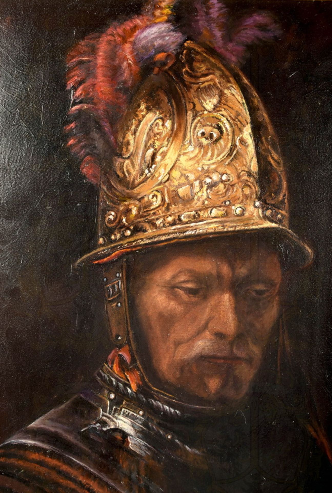 Oil painting the Man with the Golden Helmet - Image 3 of 3