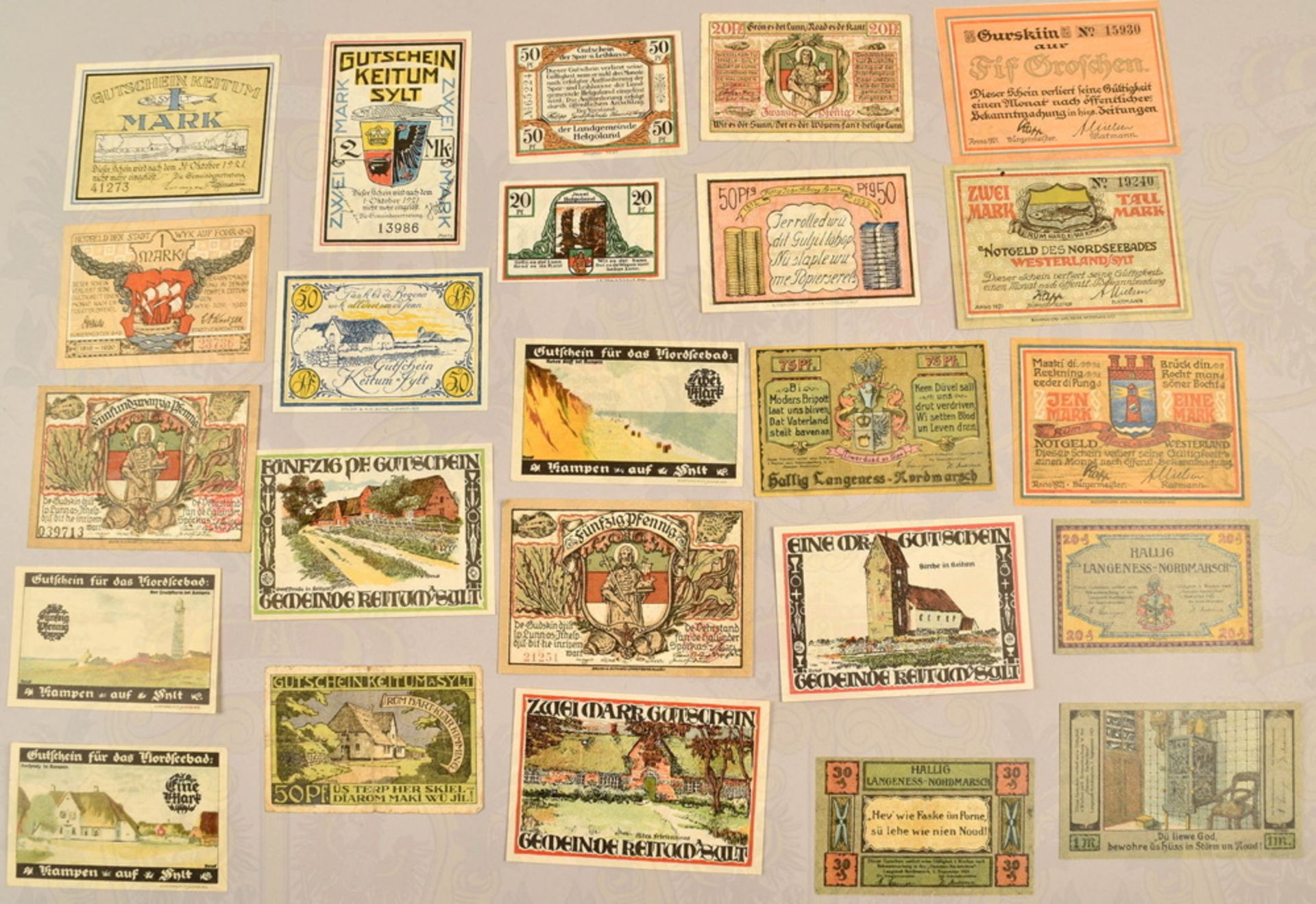 30 emergency banknotes North Frisian Islands and Heligoland 1920-1922