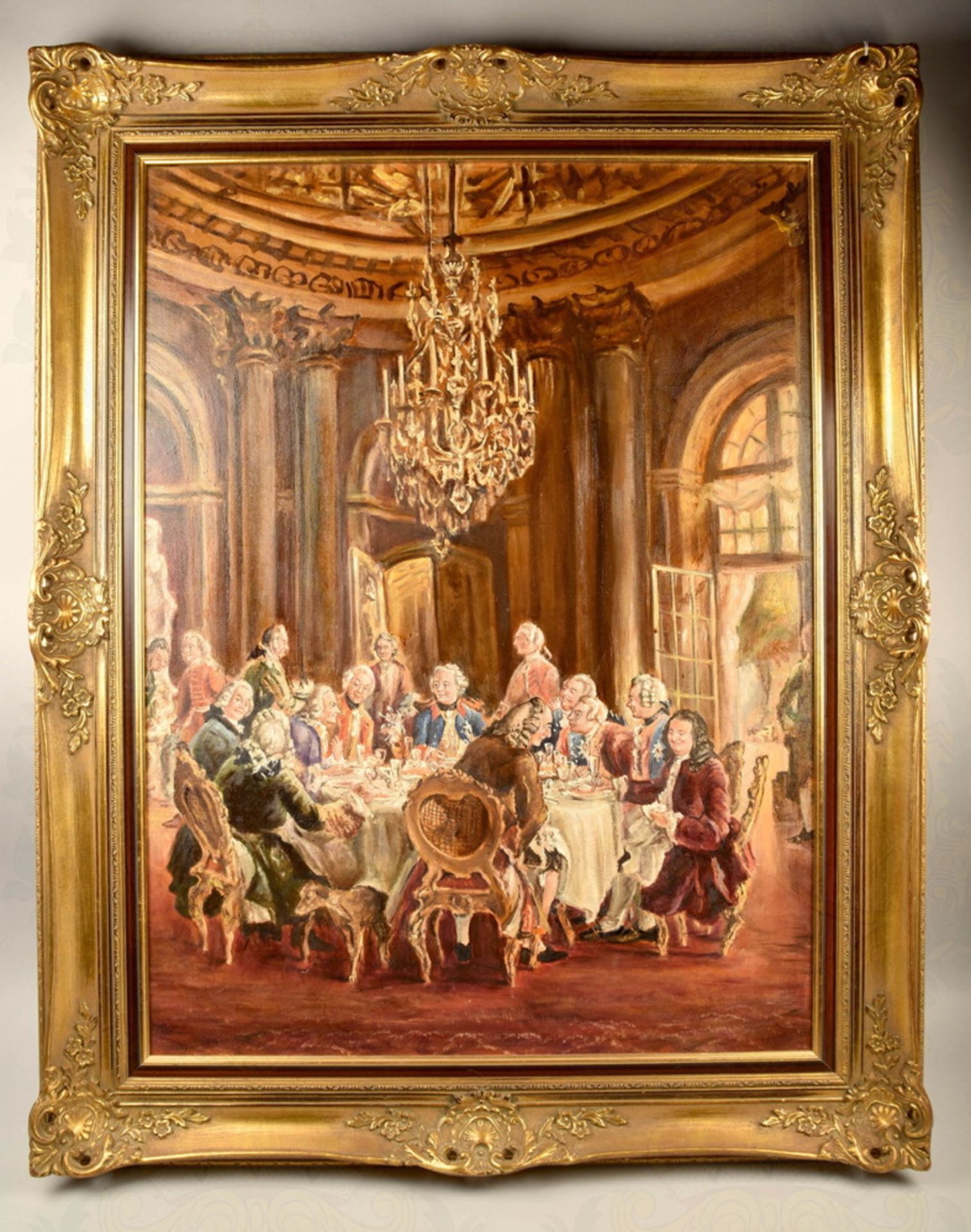 Oil painting Frederick the Great and company at table