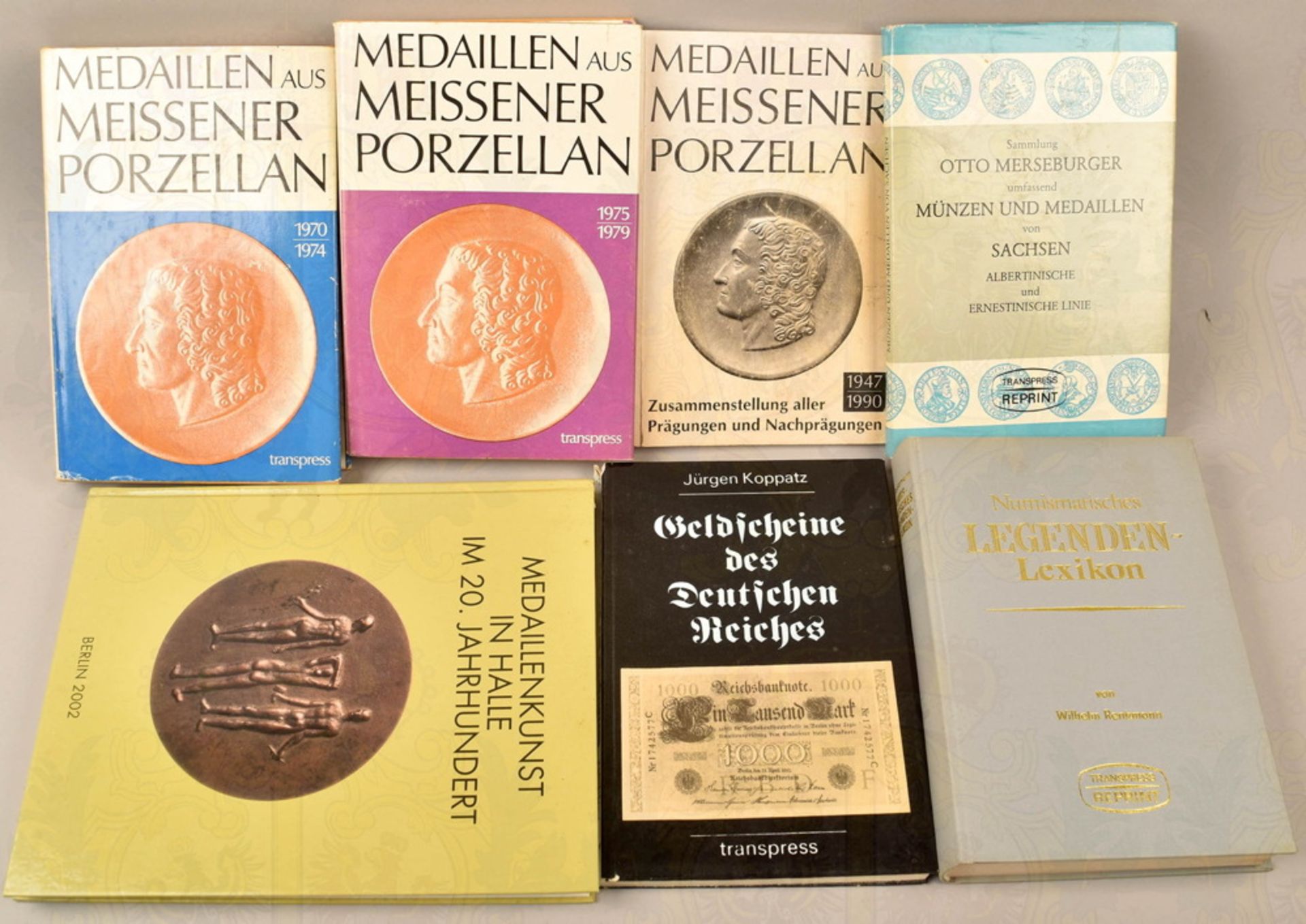 7 German books/catalogues medals, coins and banknotes 1977-2002