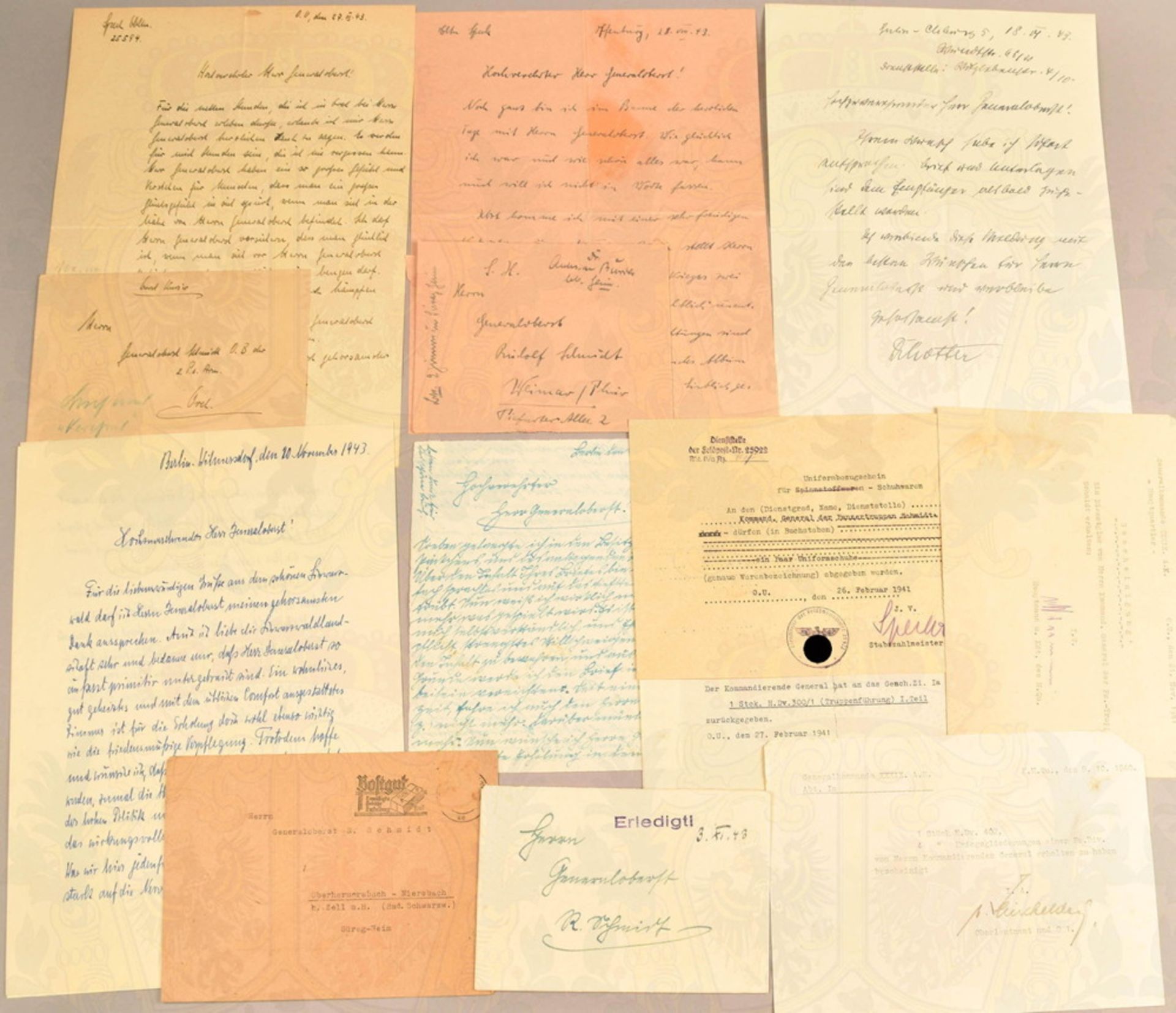 7 letters to General Rudolf Schmidt 1943-1945