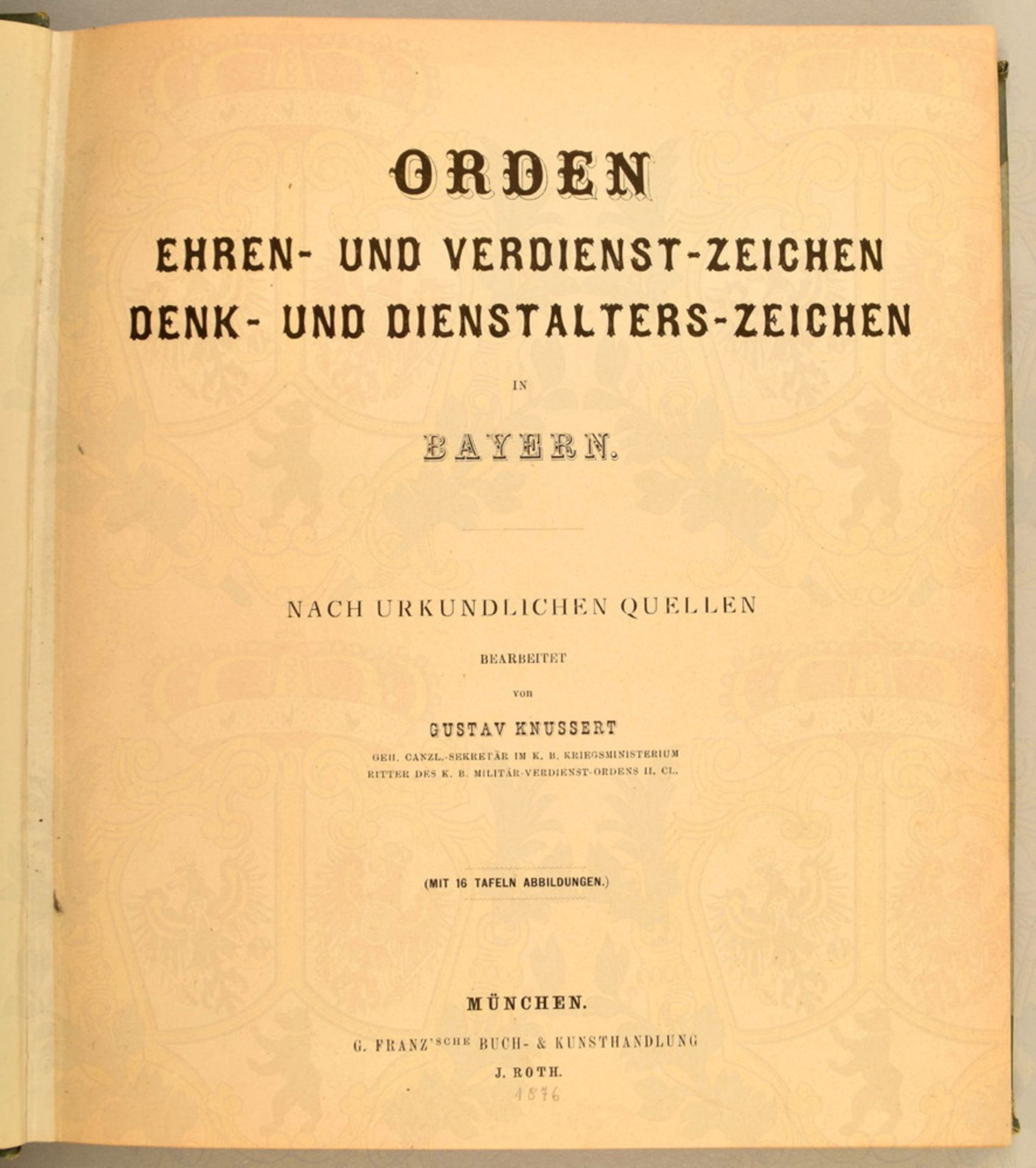 Reference book on Bavarian orders and decorations of 1876