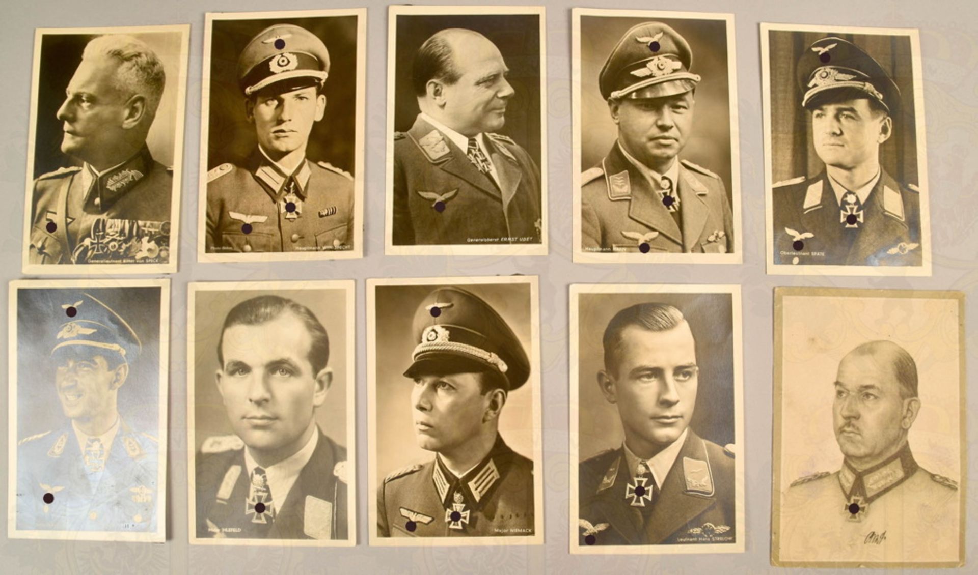 8 portrait postcards Knights Cross recipients German Army and Luftwaffe