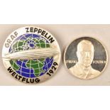 Commemorative Zeppelin badge and Zeppelin silver medal