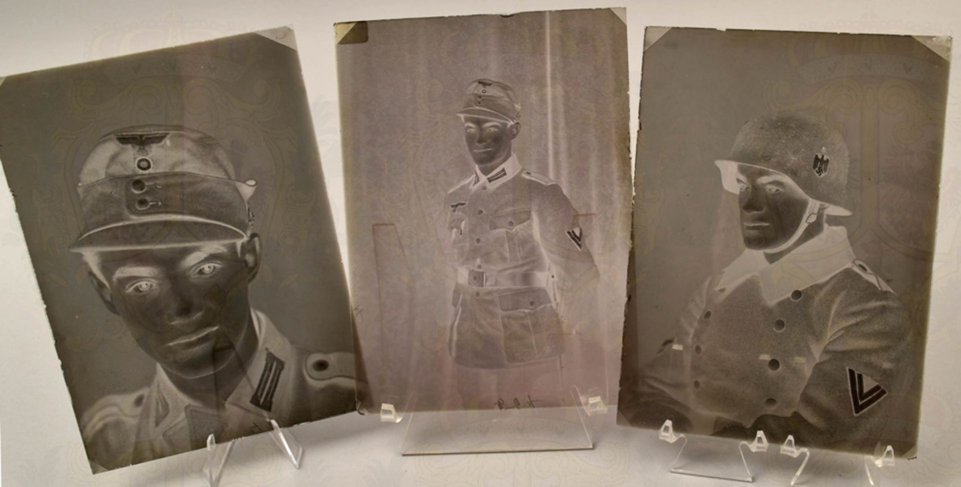 3 glass negatives of a mountain troops PFC about 1941 - Image 2 of 2