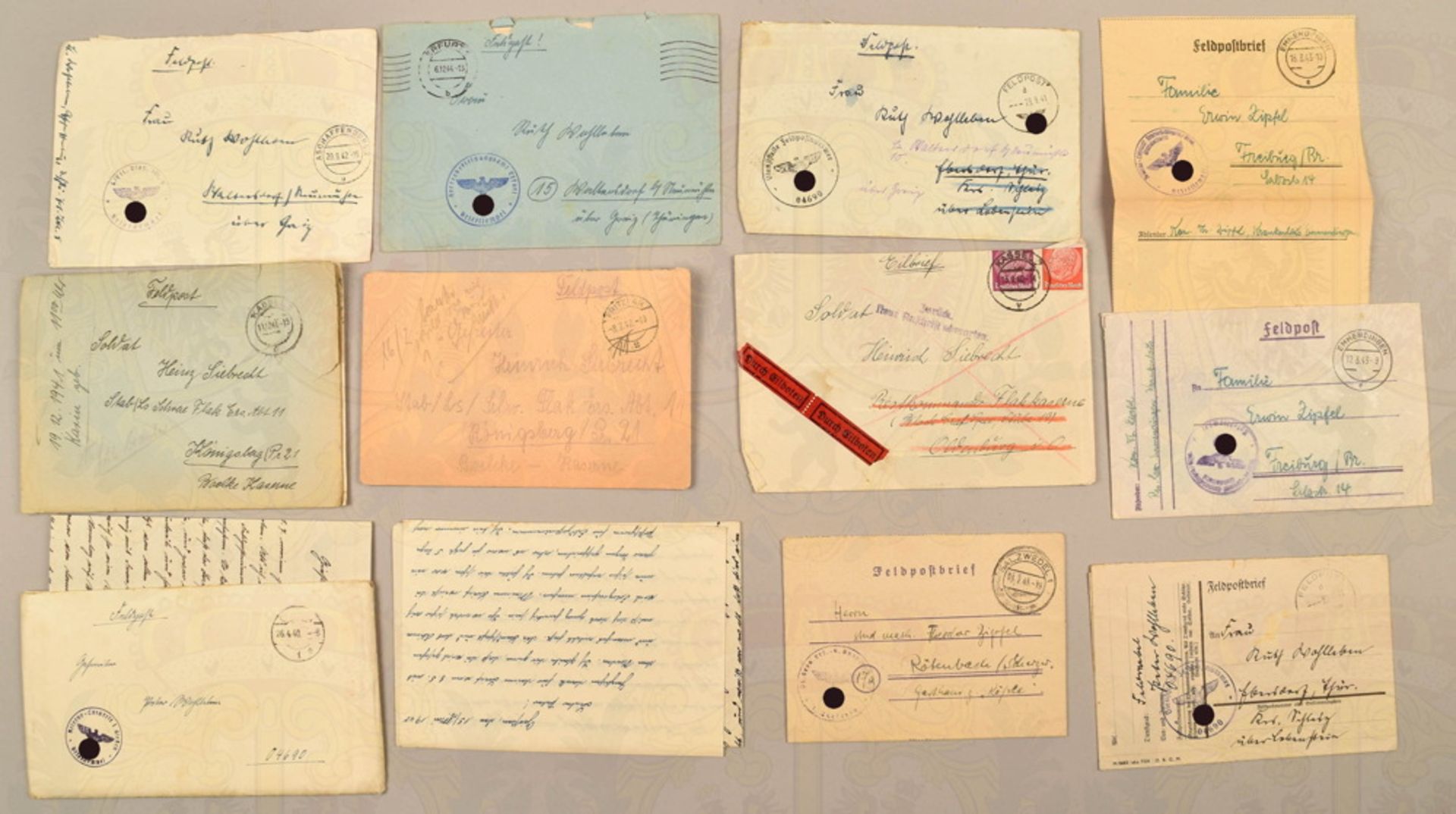Collection of 46 German Army letters and postcards World War II