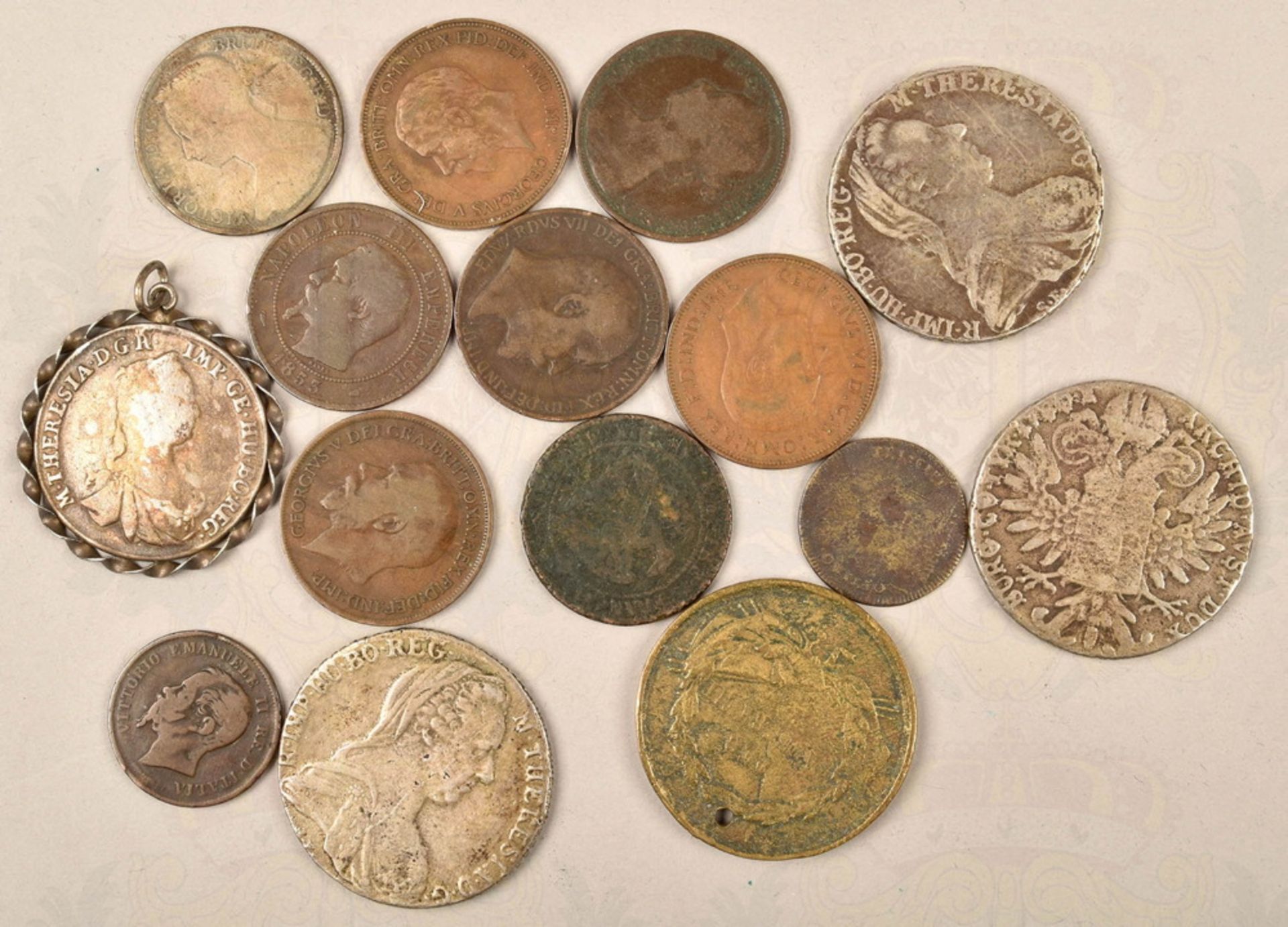 4 Maria Theresia thalers and 11 copper coins - Image 2 of 2