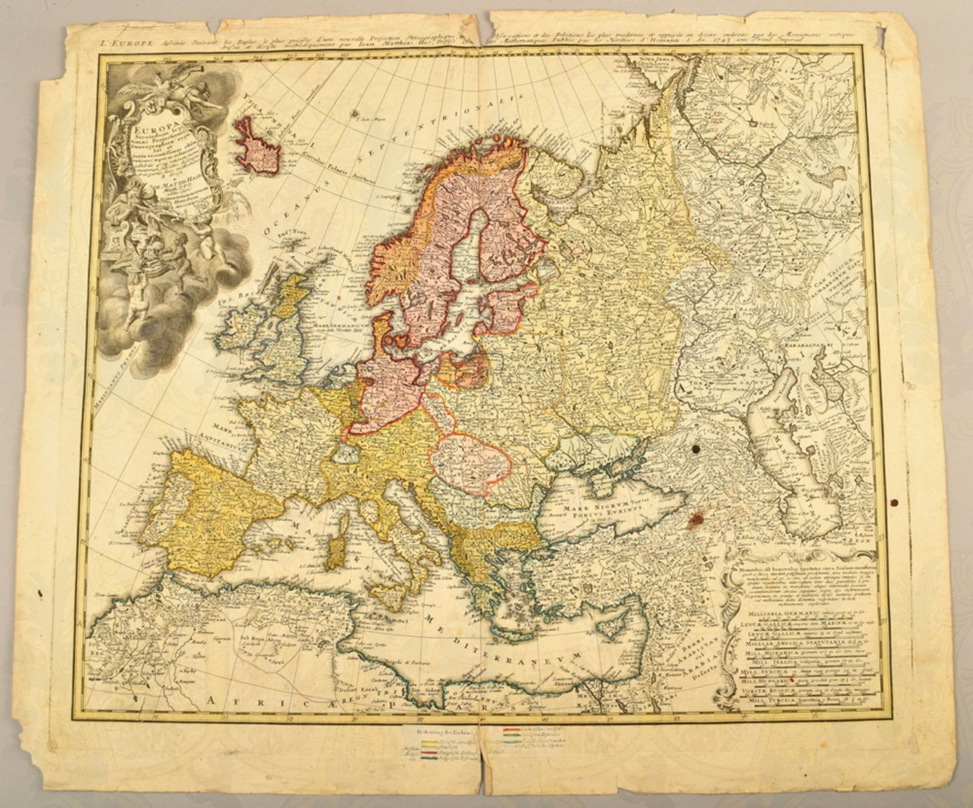 Copperplate map of Europe of 1743