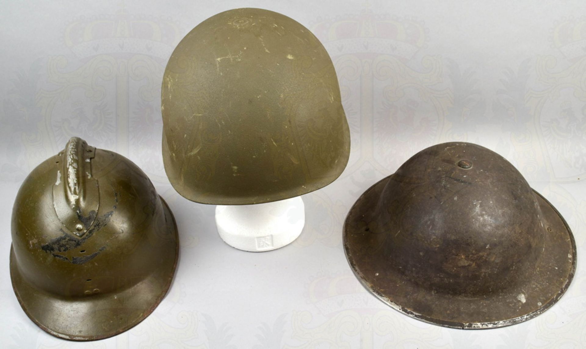 3 steel helmets/combat helmets Germany/France/UK - Image 2 of 3