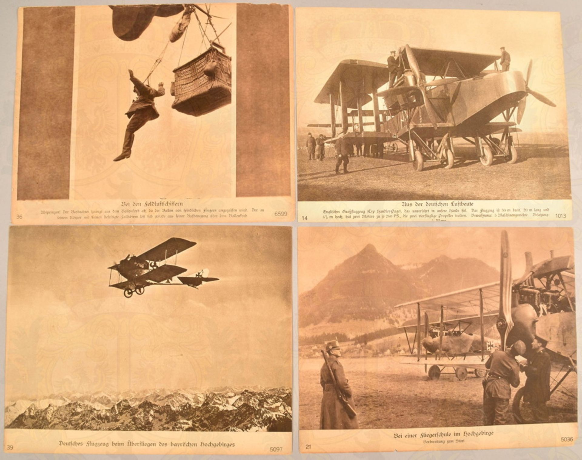 6 Aushangfotos Fliegertruppe 1. Weltkrieg