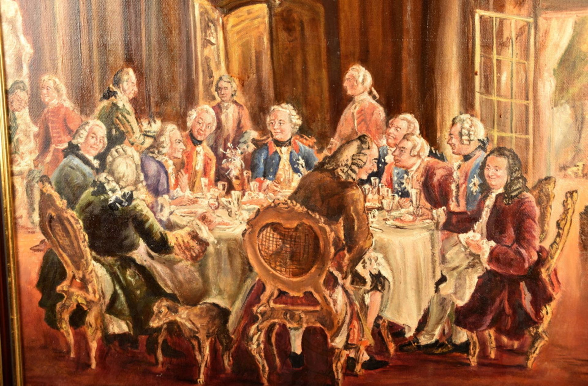 Oil painting Frederick the Great and company at table - Image 2 of 2