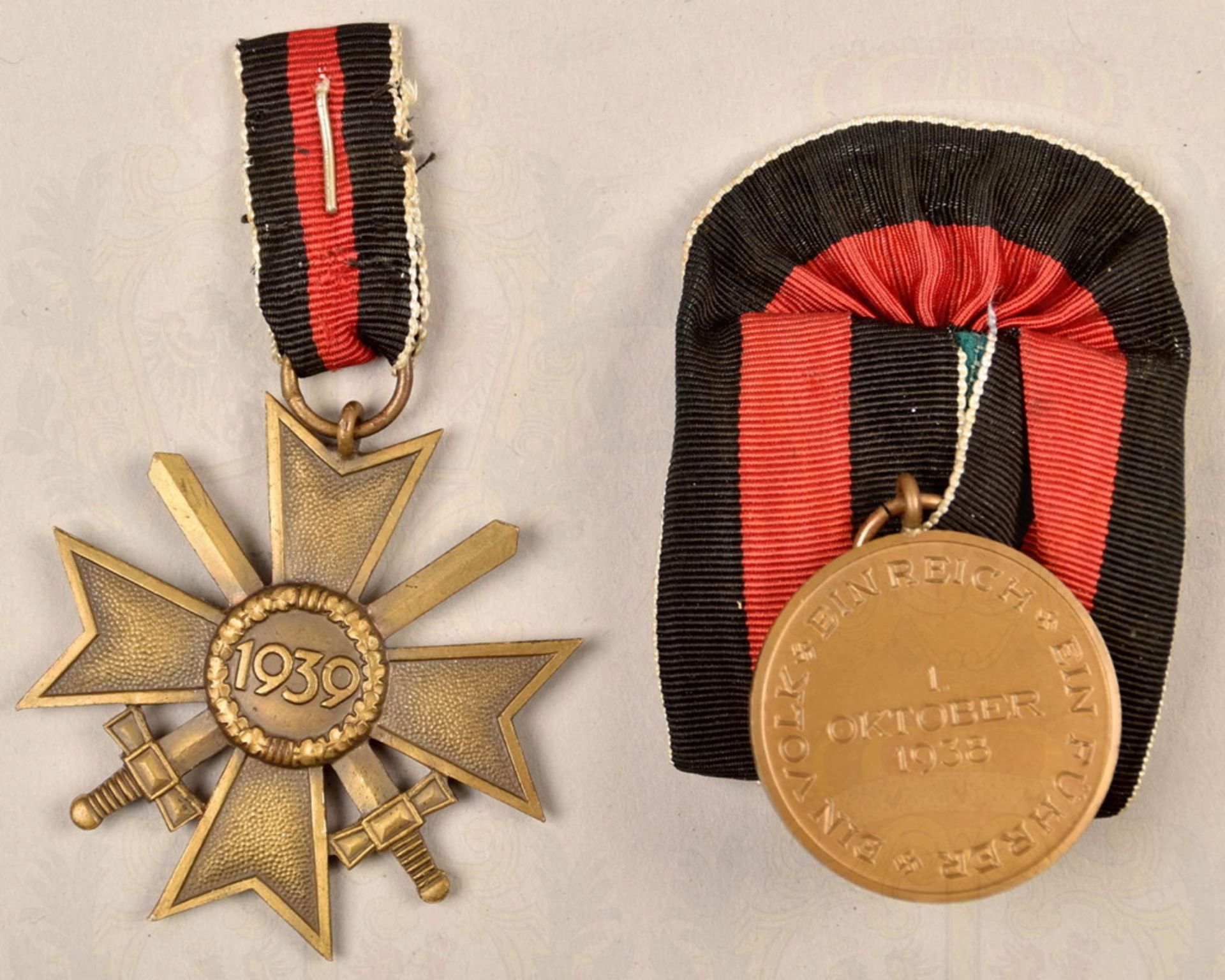 Sudeten Medal 1938 and War Merit Cross 2nd Class with Swords - Image 3 of 3