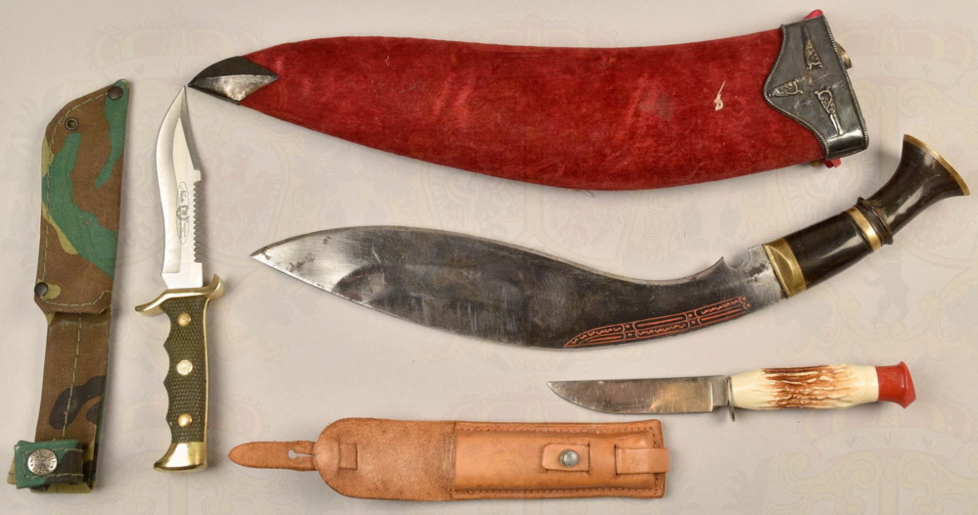 3 edged weapons incl. Nepalese Khukhri