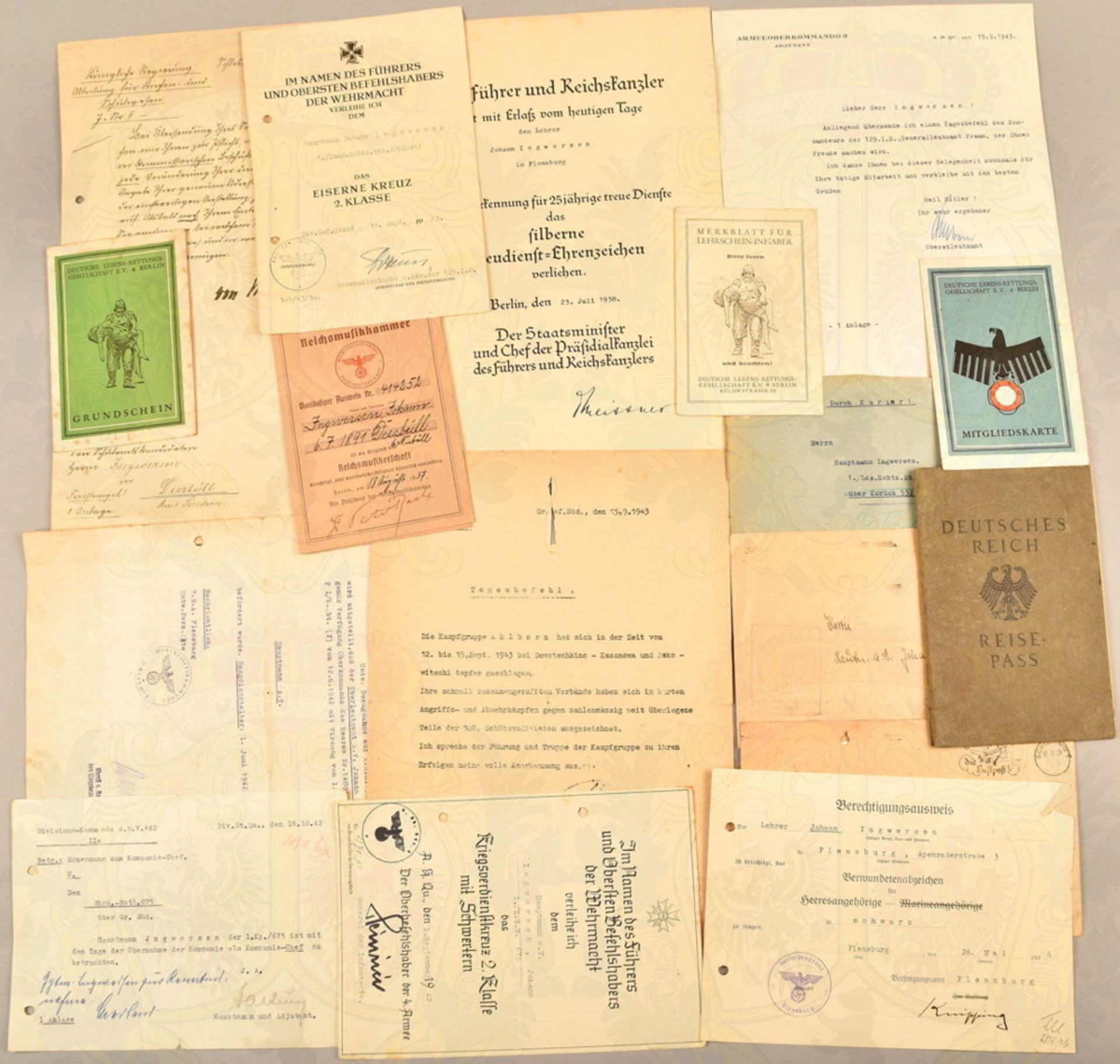 Estate of award certificates and documents of a Wehrmacht captain - Image 2 of 2