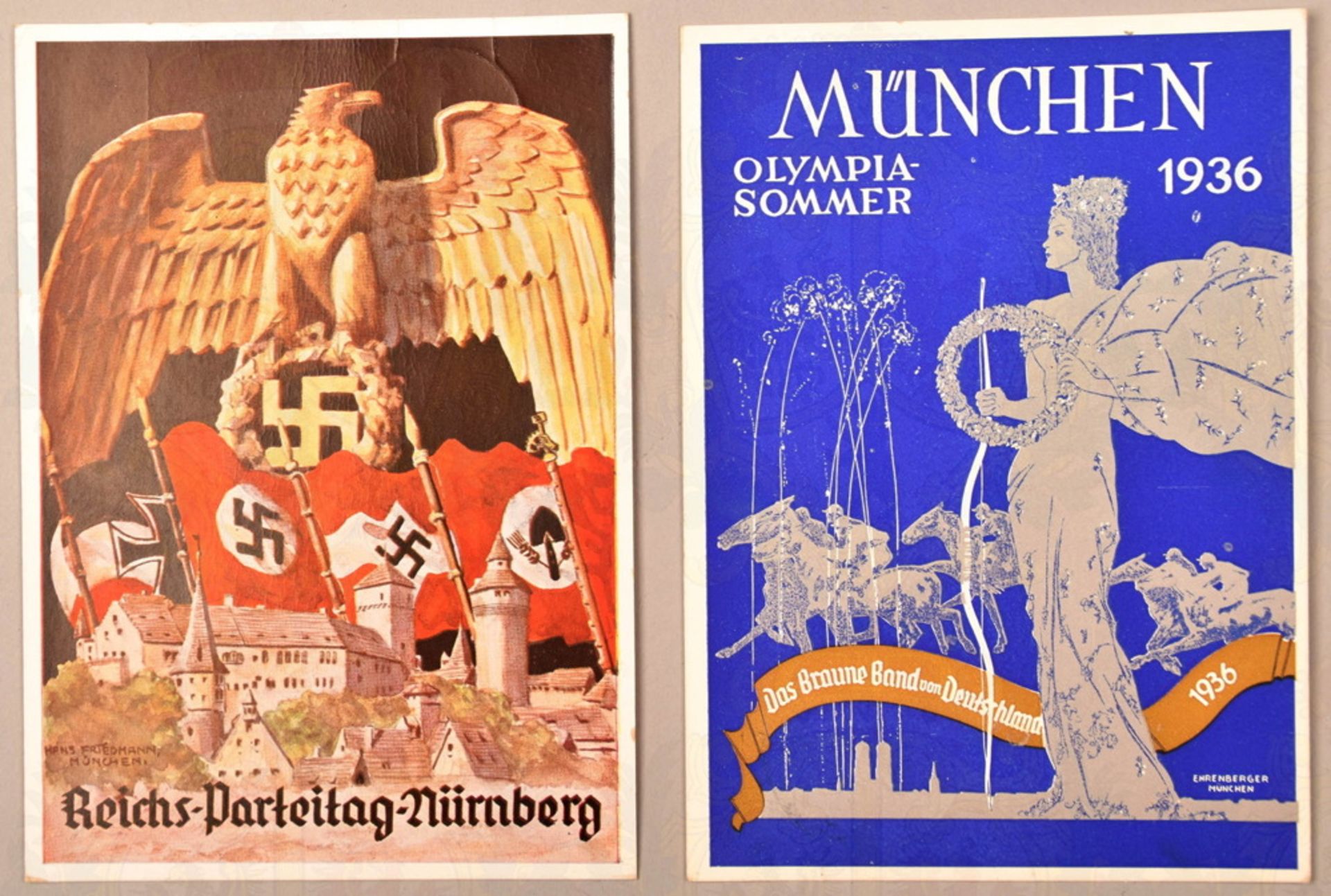 2 propaganda postcards Olympic Games 1936 and Nuremberg Rally 1935 - Image 2 of 3