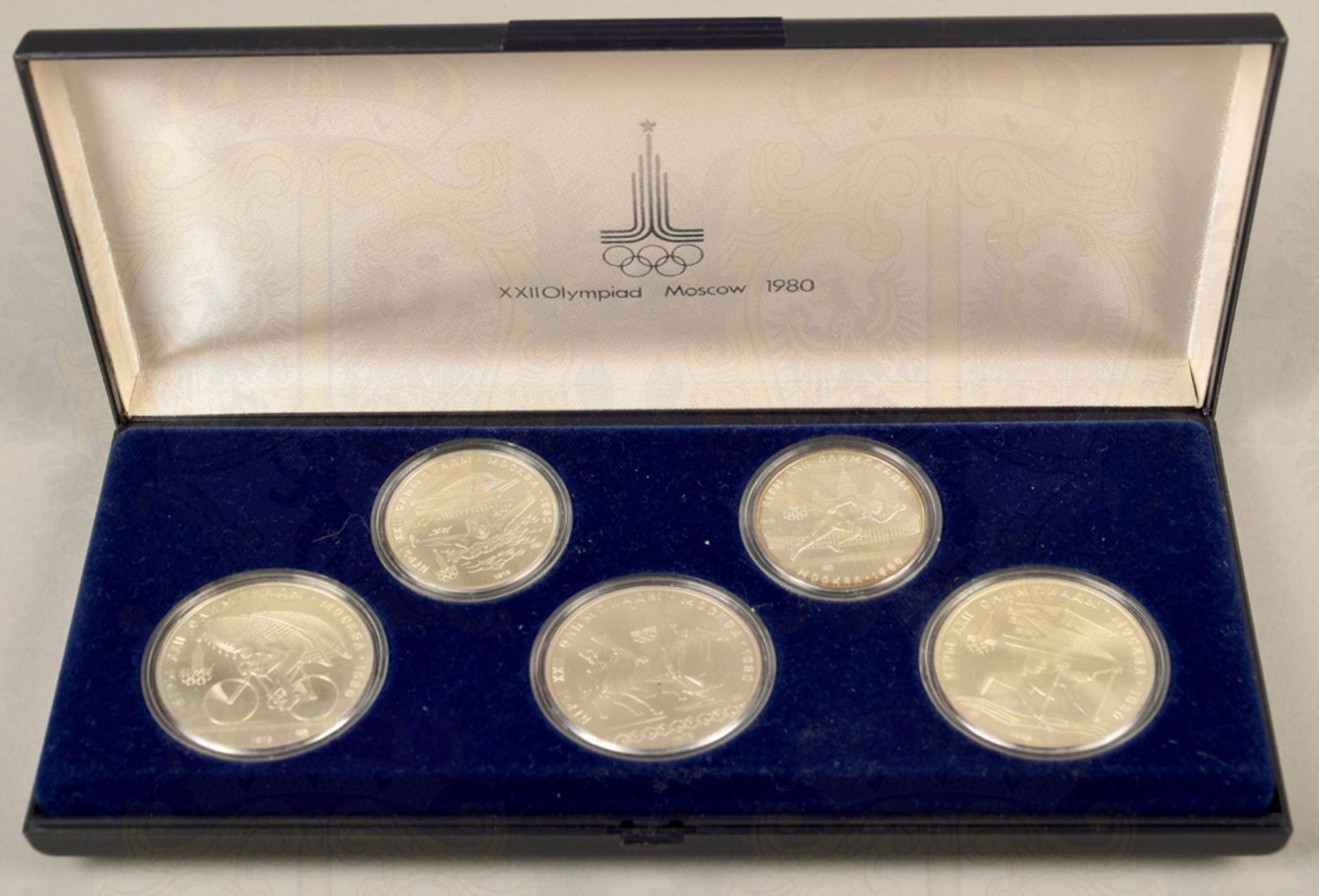 Set of 5 silver coins Olympic Games Moscow 1980