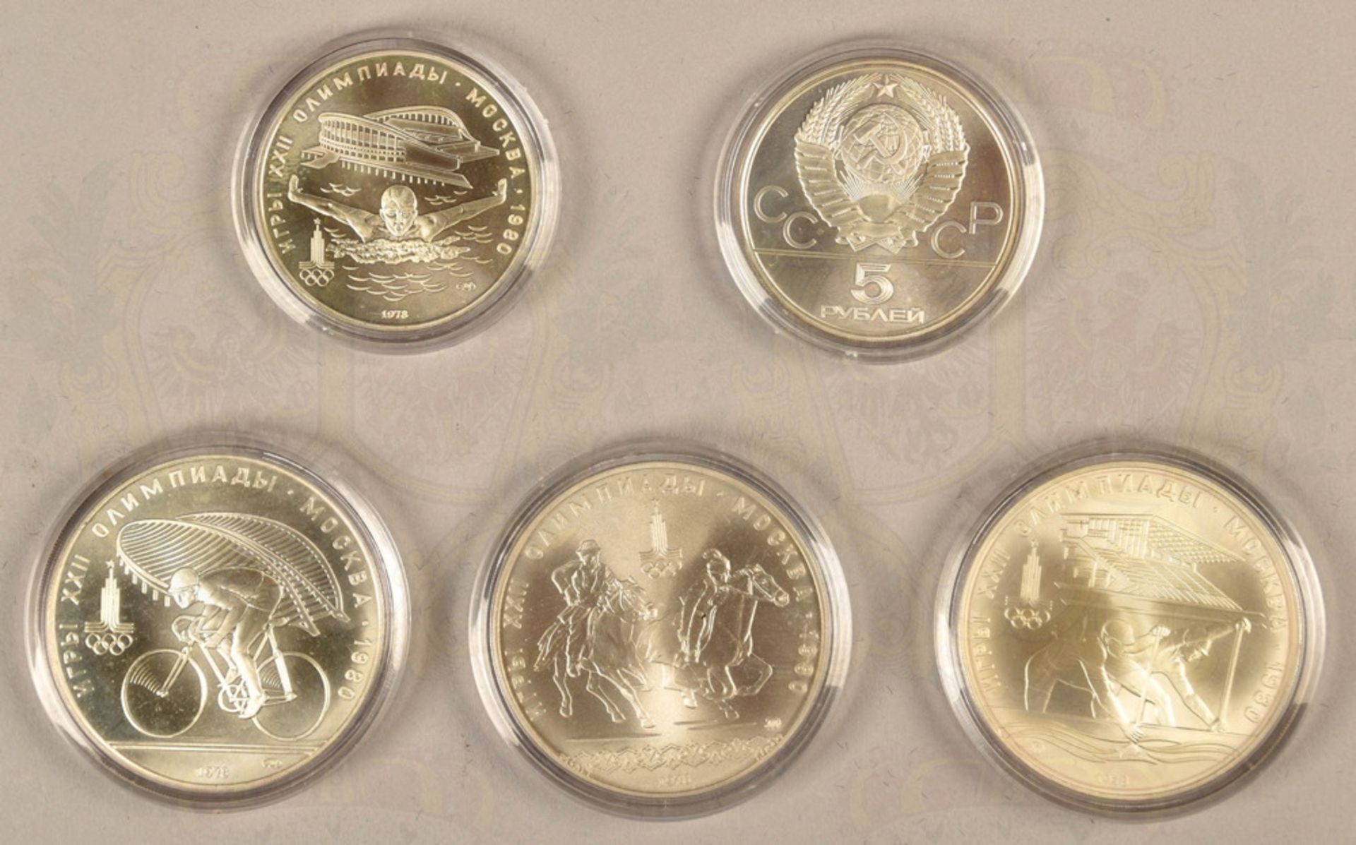 Set of 5 silver coins Olympic Games Moscow 1980 - Image 2 of 3