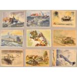 18 Wehrmacht propaganda/frontline drawing postcards 1939-1942