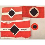 3 National Socialist armbands and 1 German Youth sleeve badge