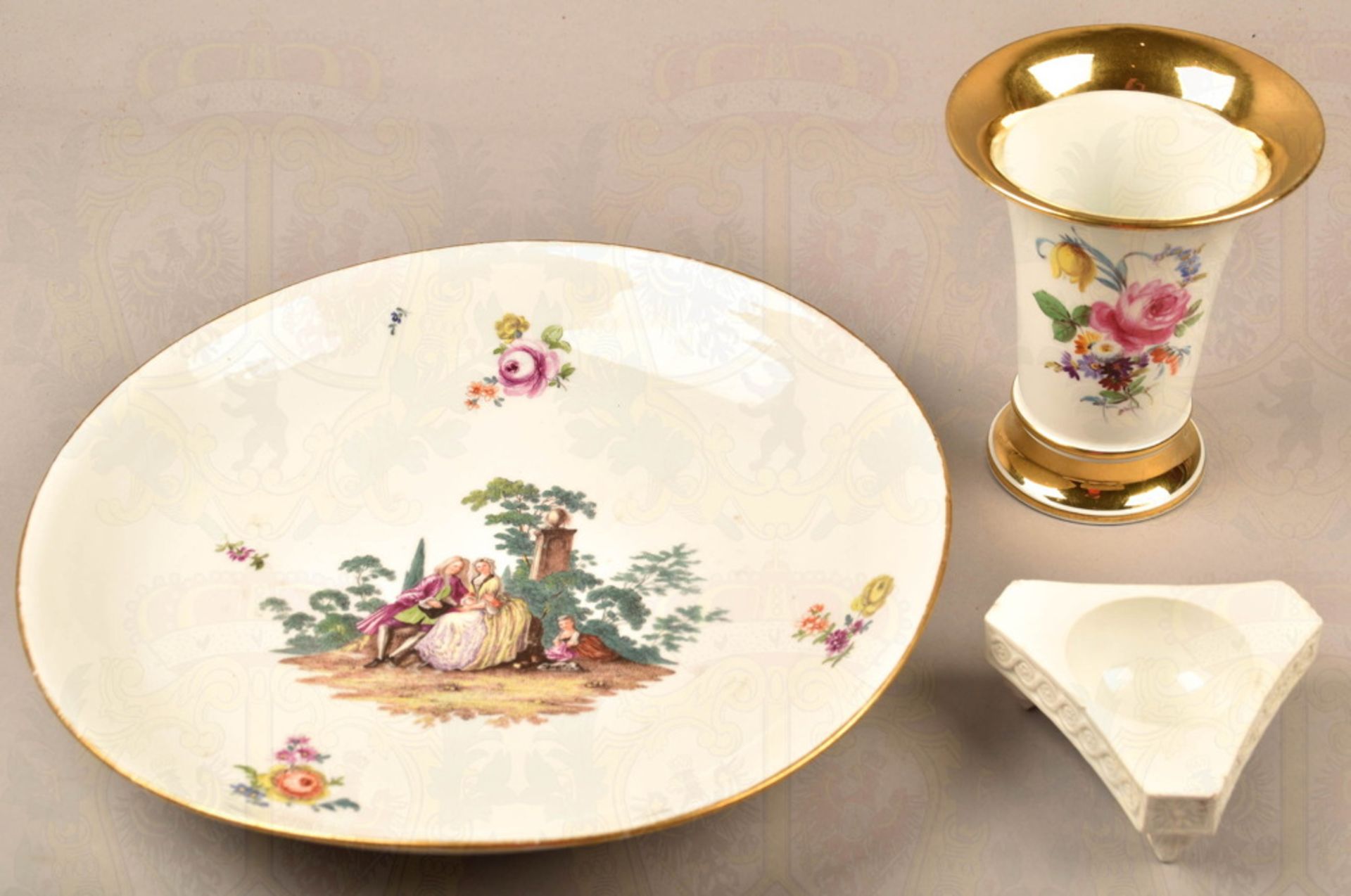 3 porcelain pieces Meissen and Rudolstadt manufacture