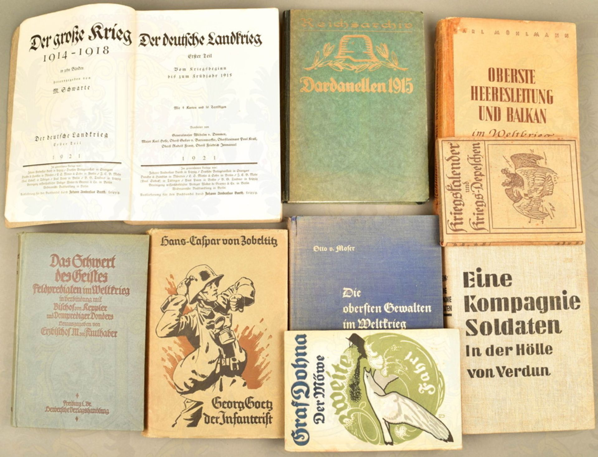 12 Titel 1. Weltkrieg, Der Große Krieg 1914-1918 - Die Organisationen der Kriegsführung; 2 Bände Der