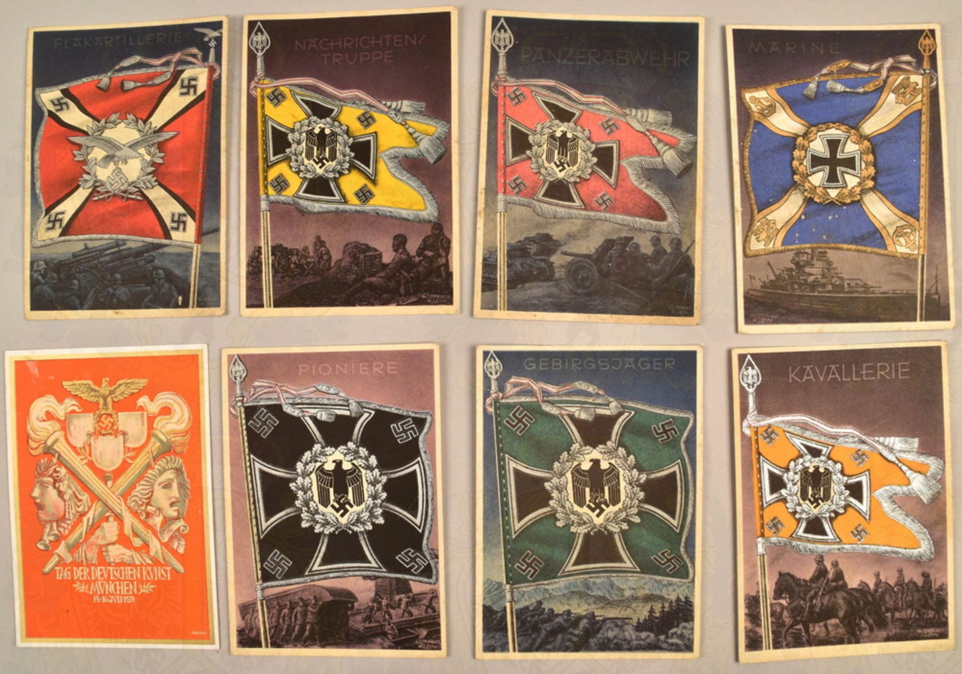 7 colour print postcards Banners of the Wehrmacht - Image 2 of 2