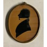 English School (19th century), a silhouette, of a gentleman, with frizzy hair and a stiff collar,