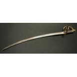 French 1822 Pattern Light Cavalry Sword with curved single edged fullered blade 890mm in length.