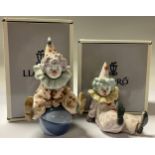 A Lladro model of a clown, Having A Ball, 17cm, number 010.05813, boxed; another, Tired Friend,