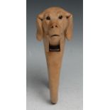 Nutcrackers - a Black Forest linden wood novelty lever action nutcracker, carved as the head of dog,