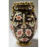 A Royal Crown Derby Imari palette 6629 pattern ovoid vase, two handles, 14.5cm, printed marks,