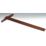A 19th century mahogany draughtsman's adjustable T-square, brass screw-fitting, 83cm long