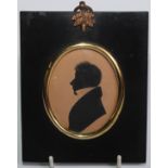 English School (19th century), a silhouette, of a young gentleman, with frizzy hair and a stiff