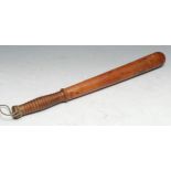 Police History - a Victorian truncheon, painted VR and stamped F 354, ribbed grip, 47cm long