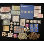 Coins - GB, 1920-1946 silver coins, 420g; other British and world base metal coins; commemorative