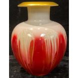 A Continental art glass ovoid vase, ground out pontil to base, 32cm high