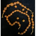 An amber bead necklace